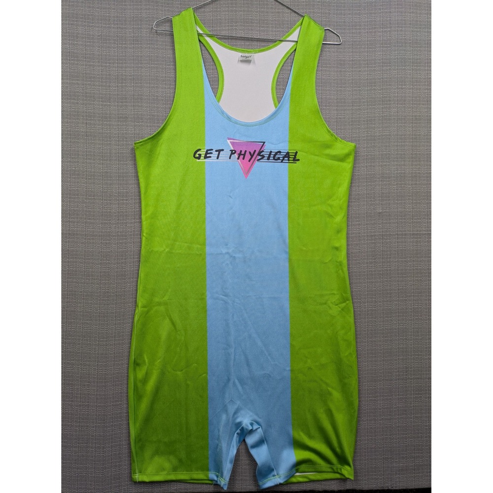 Spirit Halloween Get Physical 80s Workout Costume Set Neon Green Blue Mens S/M